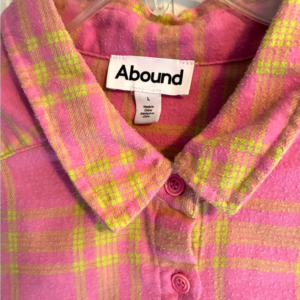 Women’s Abound Flannel shirt Women’s pink flannel size L Pink & Yellow flannel - Picture 3 of 3